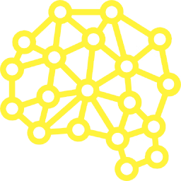 A network of lines forming the illustration of a human brain.